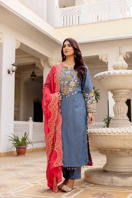Graceful Embroidered Kurta Set with Statement Dupatta