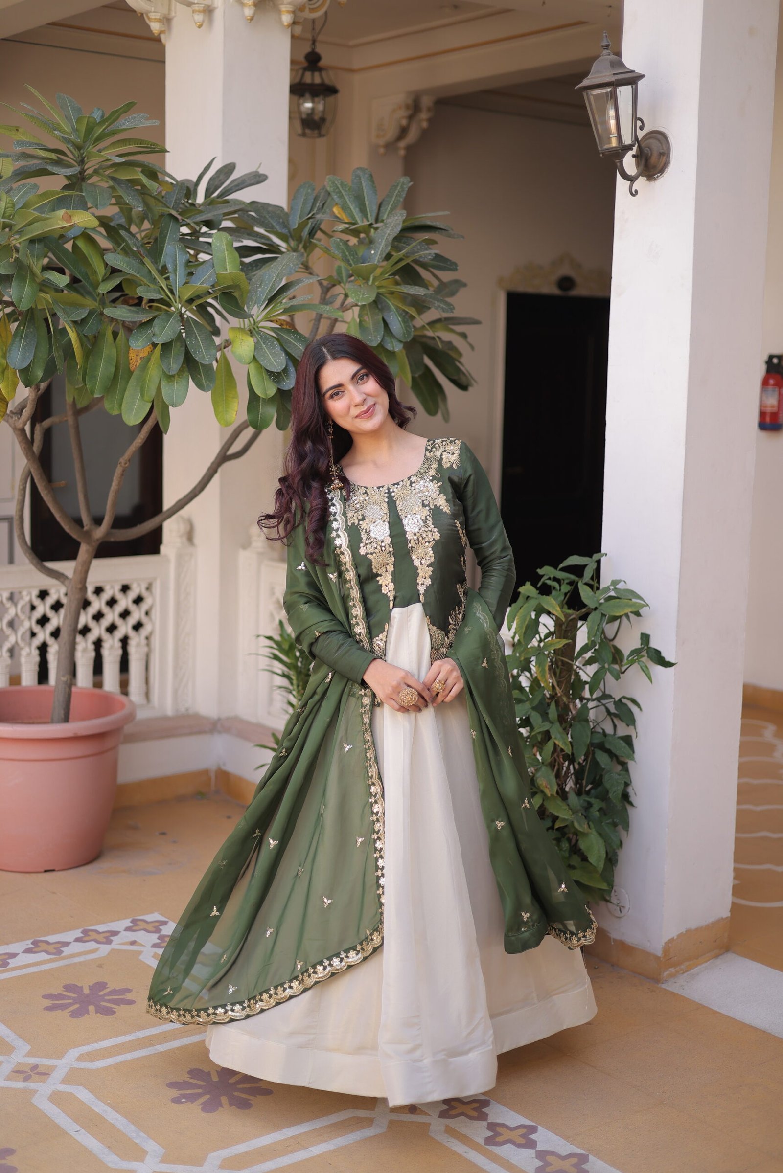 Royal Grace Embroidered Anarkali Set with Dupatta